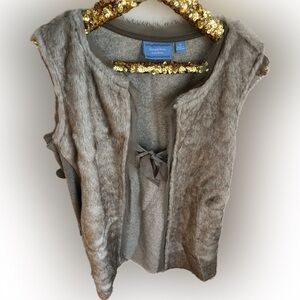 Simply Vera Wang Tie Front Faux Fur Vest